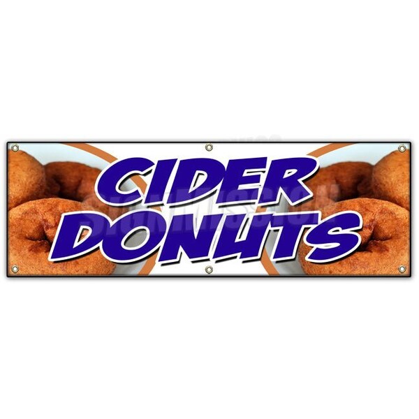 CIDER DONUTS BANNER SIGN hot fresh doughnuts varieties coffee bakery
